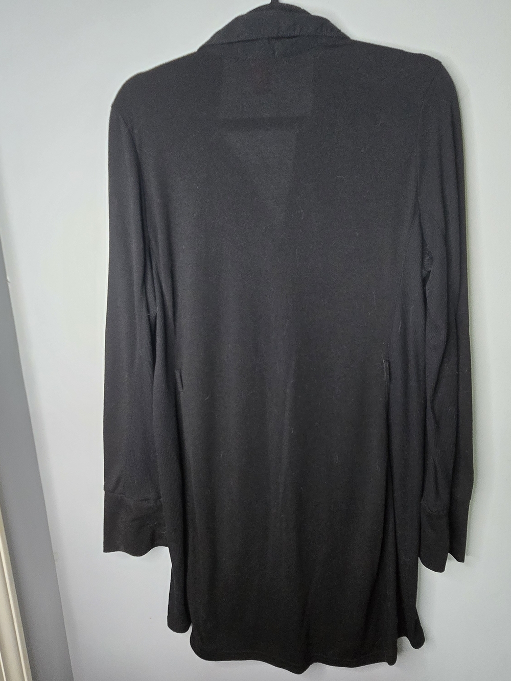 Black Button-Front Shirt Dress Tunic Cover-Up Size Large Lightweight - Picture 3 of 6